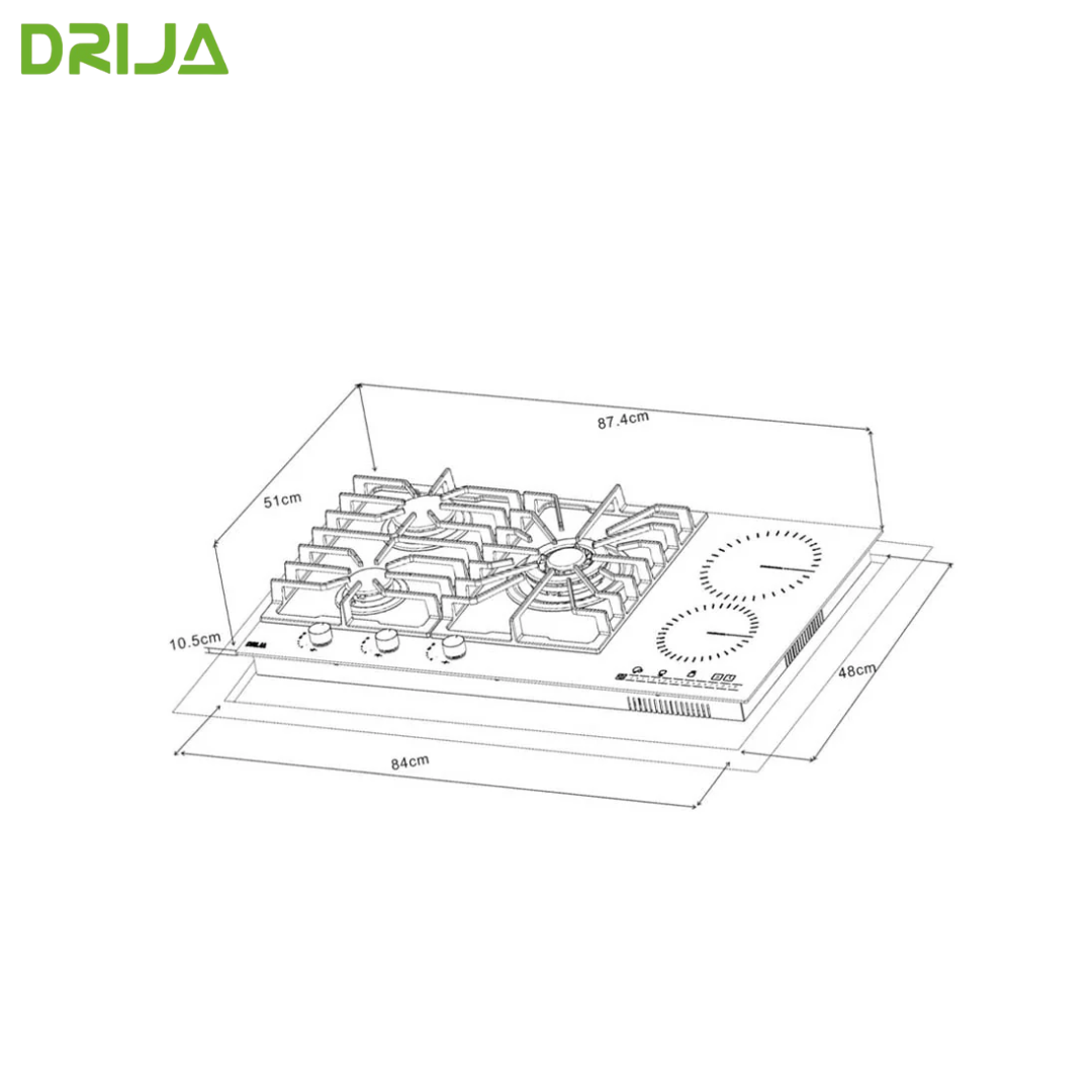 Estufa Empotrable Dual A Gas Y Eléctrica Sicilia Touch 90. Color Negro Drija