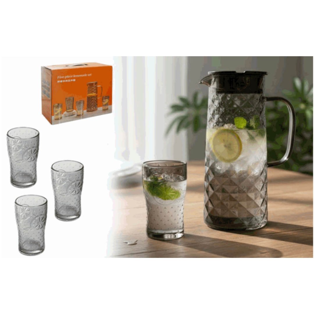 (LLEGANDO 16 DE ENERO) Jarra + 4 Vasos de Vidrio 41008