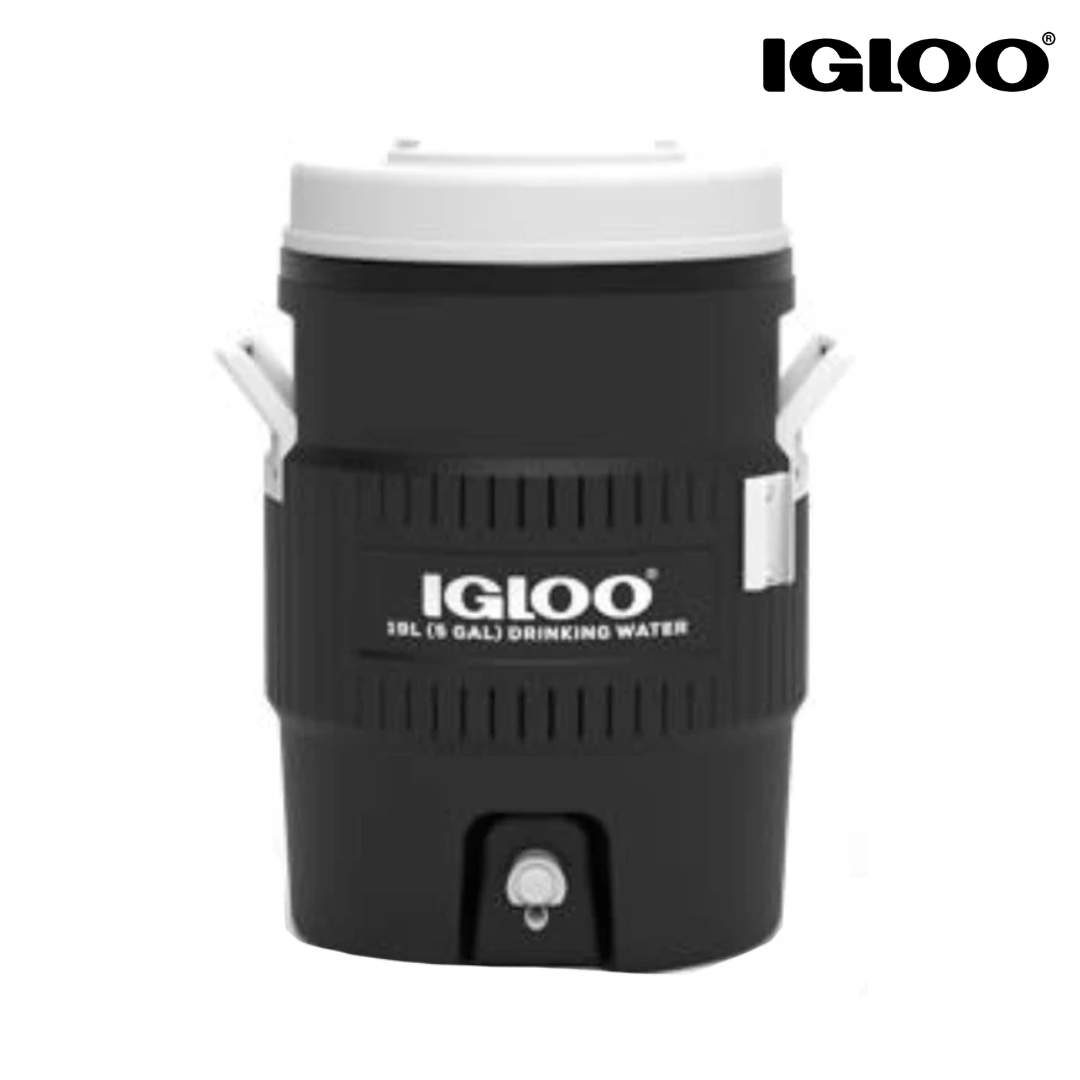 Termo Hielera Conservador de Bebidas Igloo 5 Galones (19 Litros) con Grifo – Nevera Portátil para Agua Fría y Eventos Negro 142362