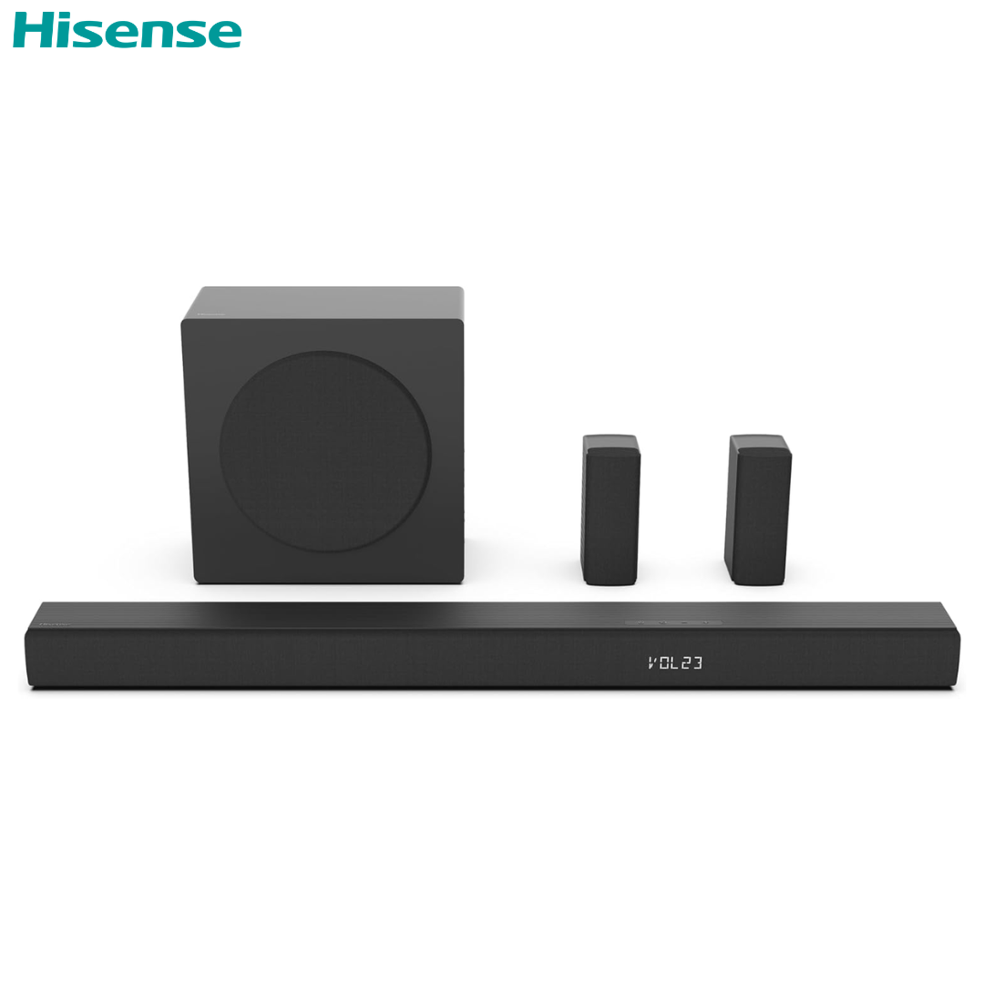Barra de Sonido Hisense HS5100 5.1 Canales con Subwoofer Inalámbrico, Altavoces Traseros y 540W | Dolby Audio & DTS Virtual:X