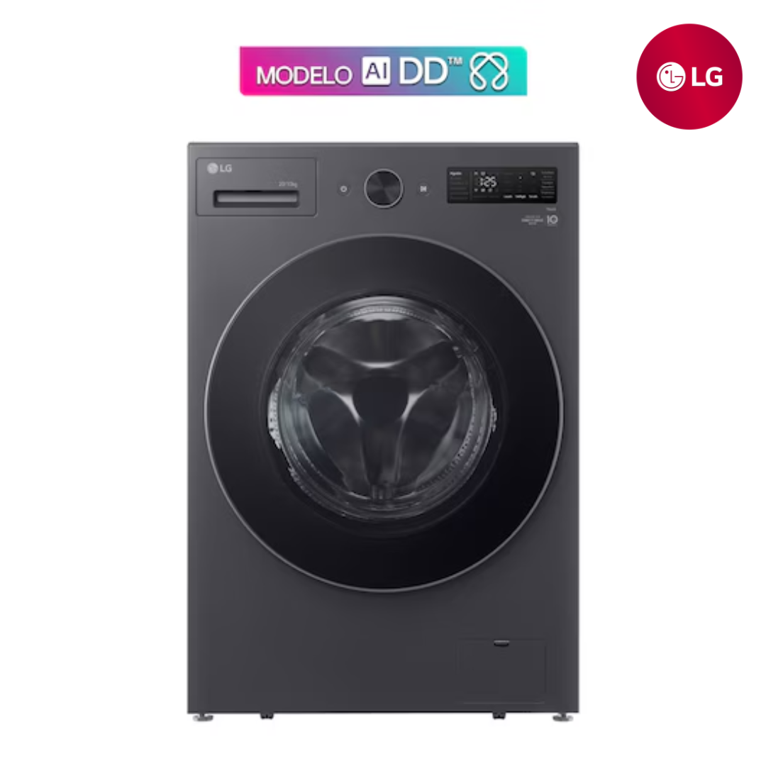 Centro de Lavado Lavadora y Secadora 2en1 20kg/10kg Eléctrico Carga Frontal con AI DD (Inteligencia Artificial) Color Grafito LG WD20EGNT6PC