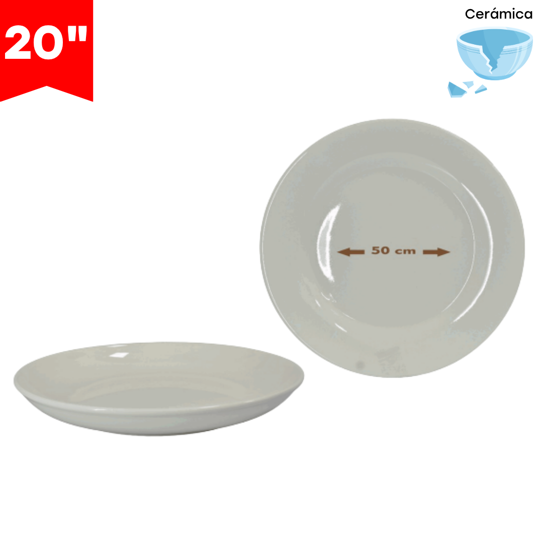 Plato de Cerámica Redondo Blanco 20" 87682