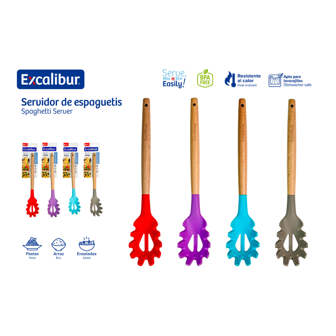 Cucharon para Espaguetis de Silicon con Madera Excalibur A151-KT2111-SP EXCALIBUR