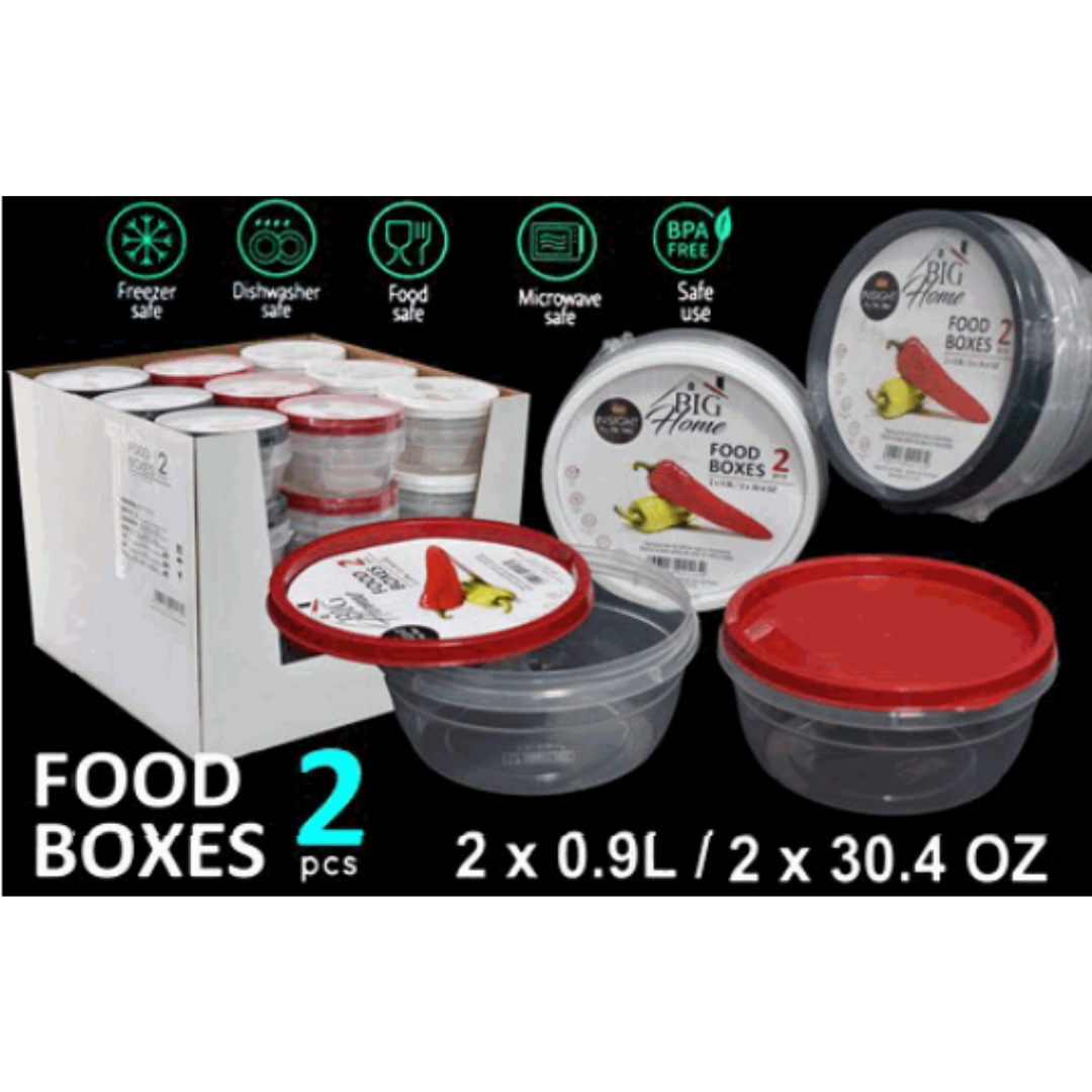 Set 2 Vasijas Plásticas Cuadrado con Tapa 0.90L BG-TLT-015