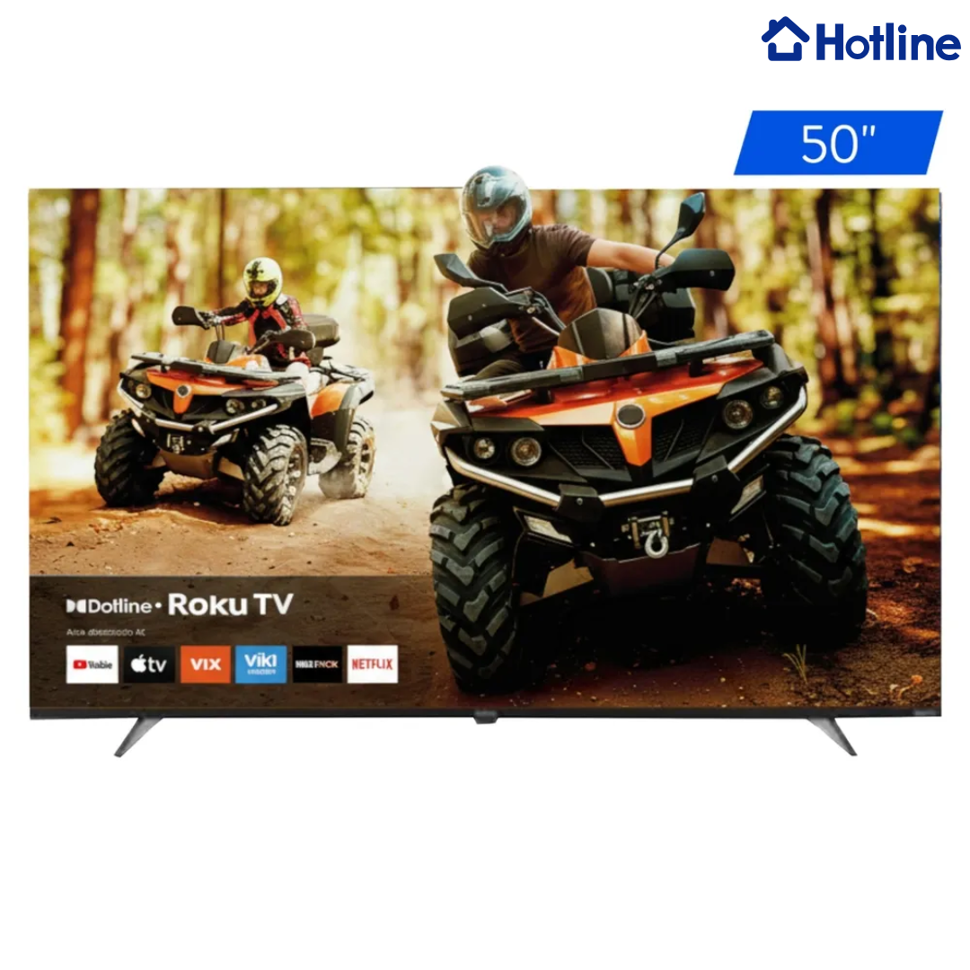 Televisión Smart TV Led 50" Ultra HD 4K con Sistema Roku Frameless Hotline HL50K5RKT2 Televisores.