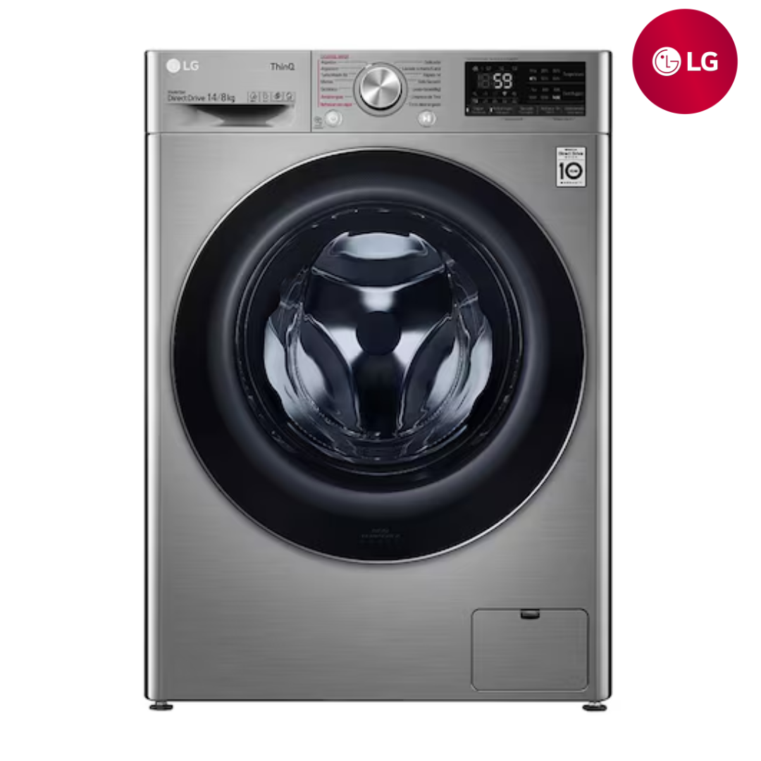 Centro de Lavado Lavadora y Secadora 2en1 14kg/8kg Eléctrico Carga Frontal con 6 Motion DD Motor Inverter AI Direct Drive Color Acero ThinQ LG WD14VV3S6C