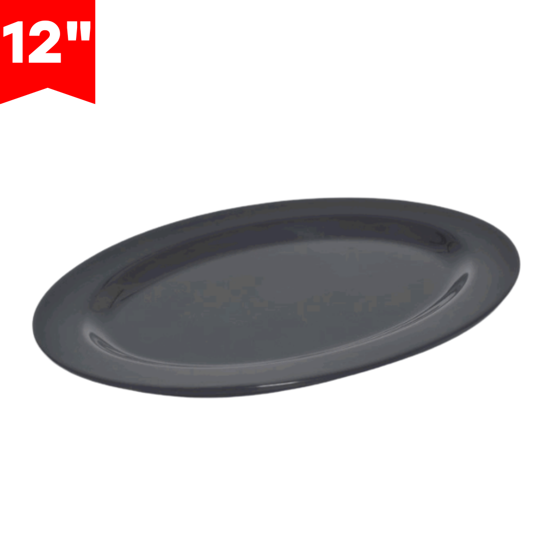 Plato de Melamina Ovalado Negro 12" BG-204-12BLK