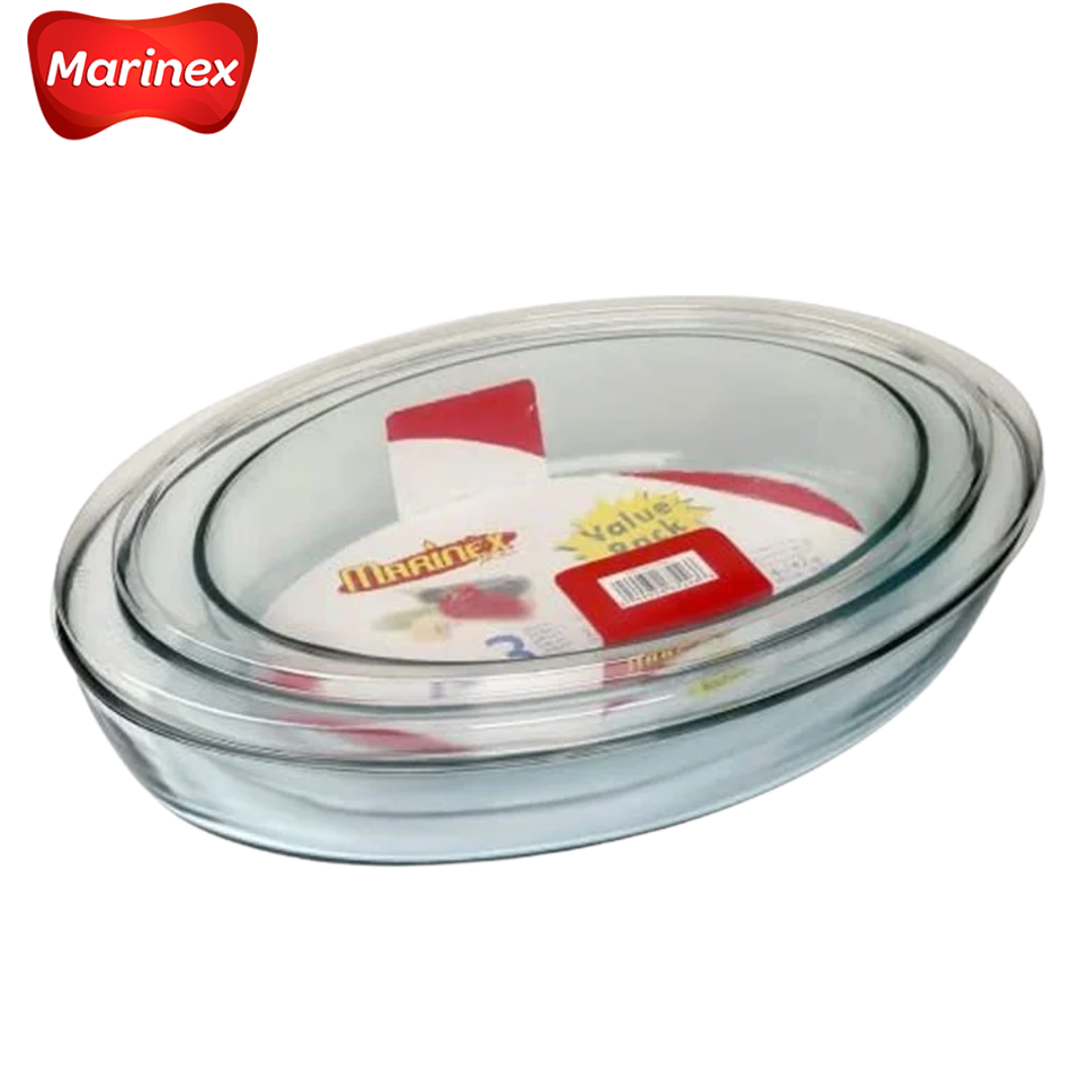Set de 3 Bandejas de Vidrio Ovalado 2.4L/3.2L/4.0L Marinex GD1672423N