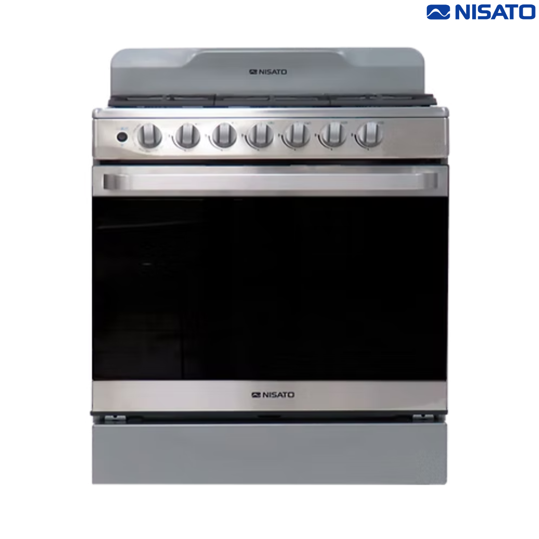 Estufa con Horno de 30" de Acero Inoxidable de 6 Quemadores a Gas Twist con Tecnología Air Fryer Nisato NE-7763RAFDM