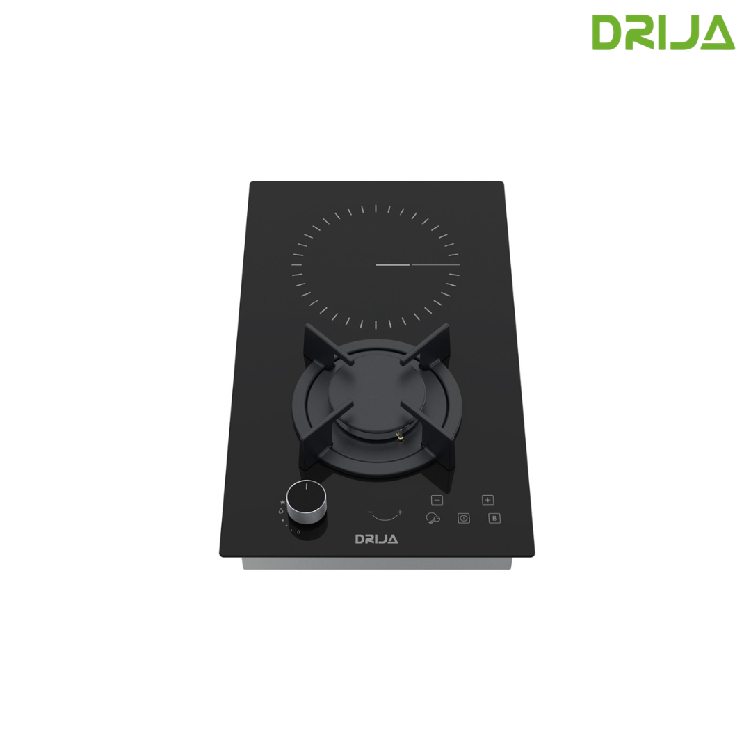 Estufa Empotrable Dual Gas y Eléctrica 2 Quemadores Vitrocerámica Negra Sicilia 30 Drija