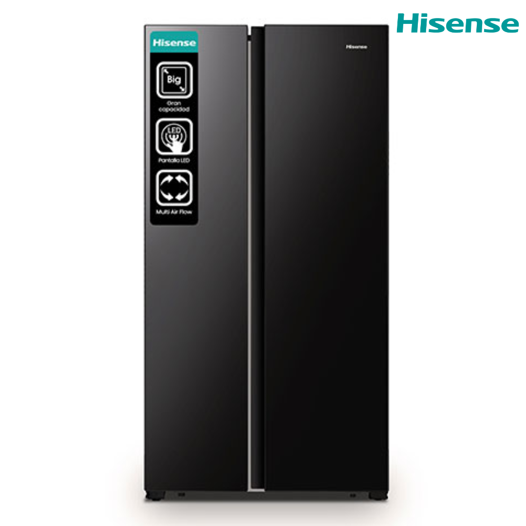 Refrigeradora Side by Side 18p3 Color Negro Inverter Multi Air Flow Hisense RS19N6ABI
