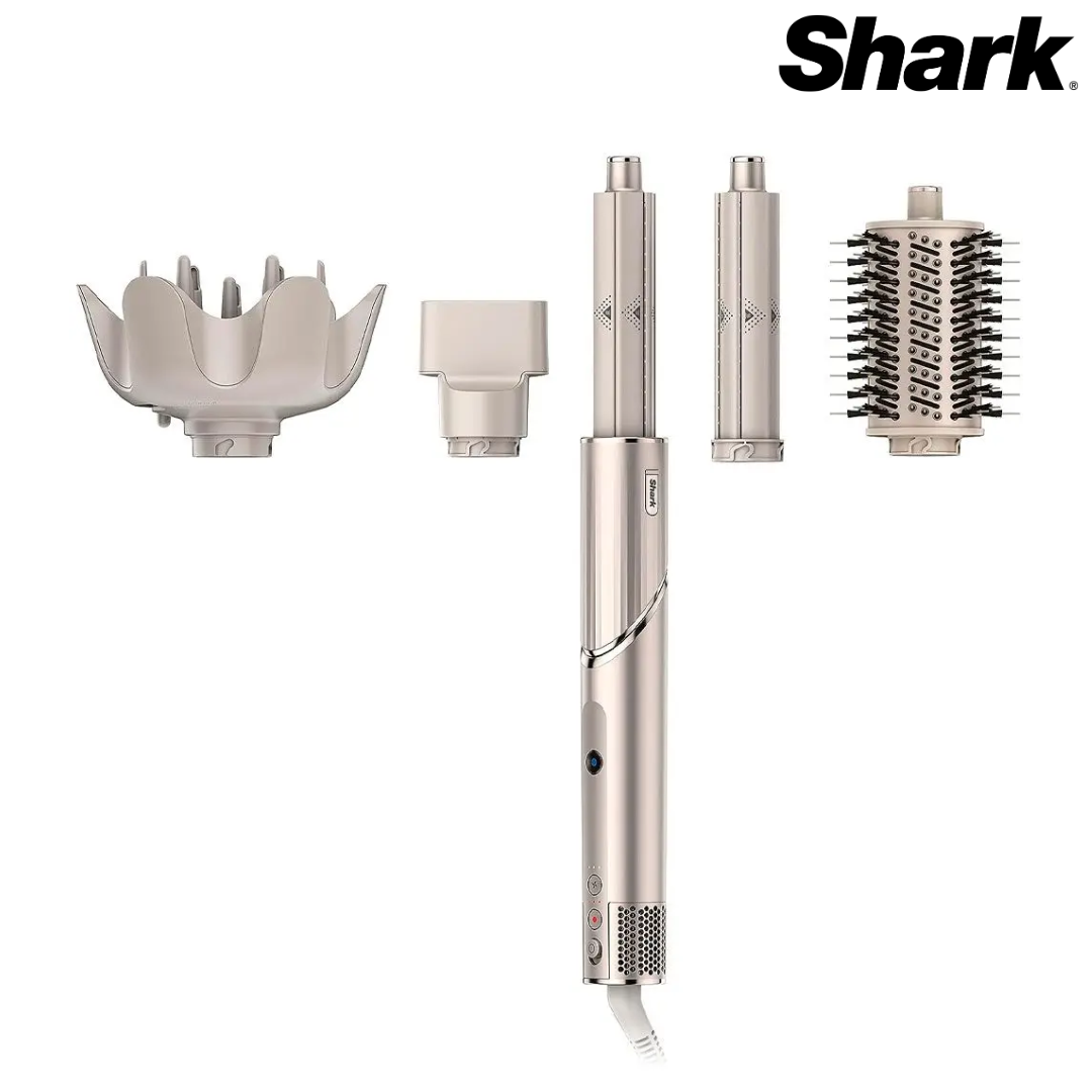 SHARK, FlexStyle Sistema de Peinado y Secadora de Cabello, Multiestilizador con 4 Funciones y 5 Accesorios, Difusor para Cabello Rizado, Color Stone, HD435LAA