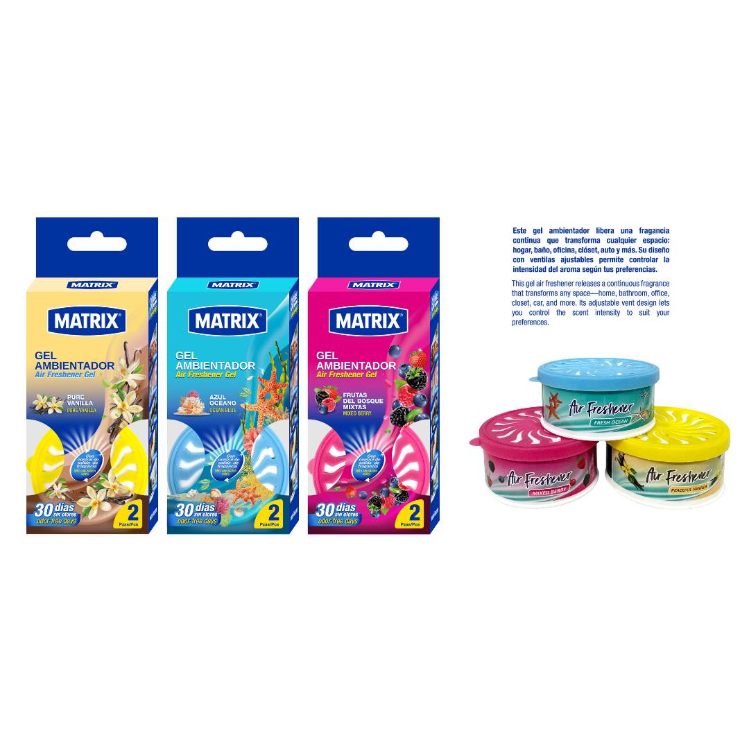 (LLEGANDO 25 DE SEPT) Set de 2 Gel Ambientadores Matrix con Fragancia Ajustable hasta 30 Días DL-F022