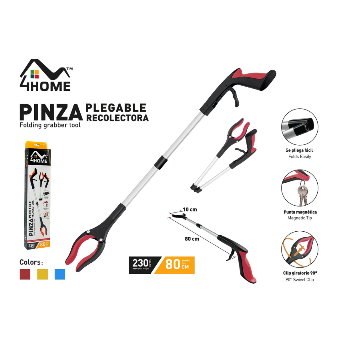 Pinza Plegable Recolectora de Basura 80cm 4Home HM-PK-2 Recogedor Basura. Gancho Basura.
