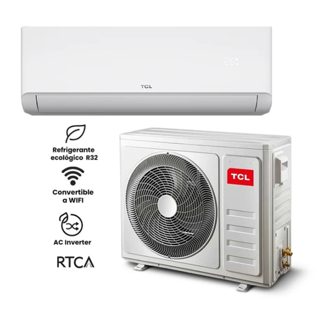 Aire Acondicionado Split TCL Inverter de 12,000 BTU, SEER 17, Gas Refrigerante R32, Ahorro Energético y Enfriamiento Eficiente TAC-12CSDI/SZGO