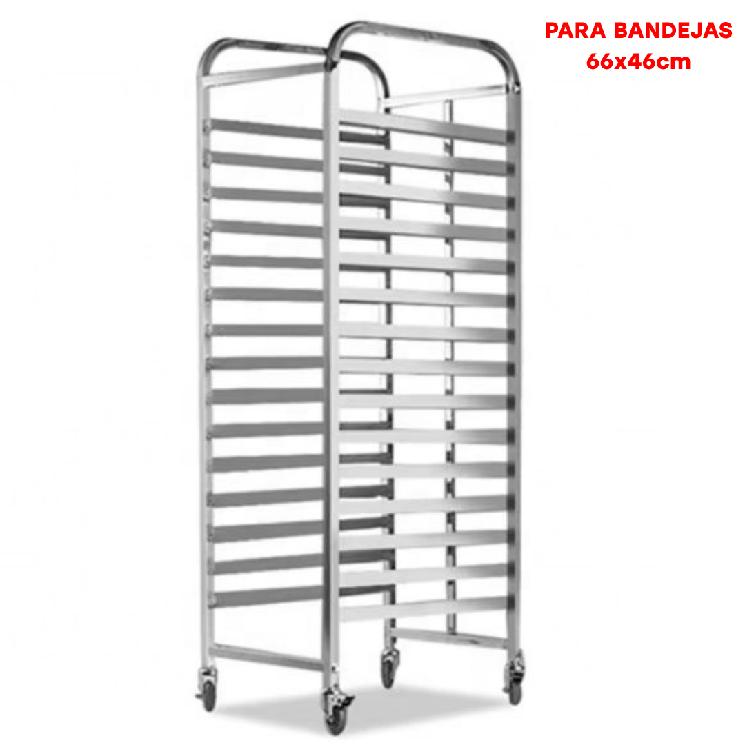 (LLEGANDO 19 DE JUNIO) Carrito de Panadería 20 Niveles en Acero Inoxidable para Bandejas de 66x46cm 110104-A