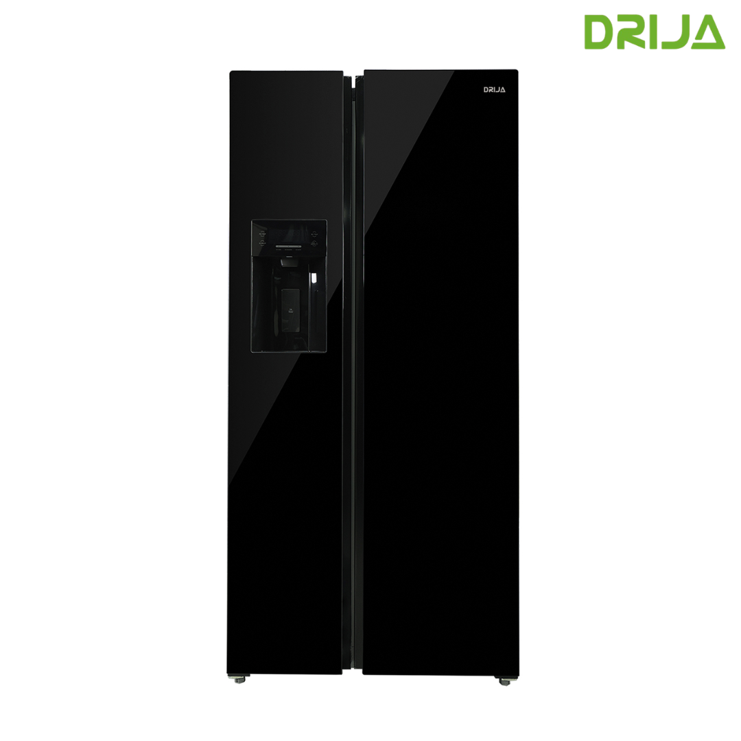 (POR PEDIDO) Refrigeradora Side by Side 20p3/566L de Vidrio Negro con Dispensador de Agua y Fabricador de Hielo Drija BLACK-20CFAH