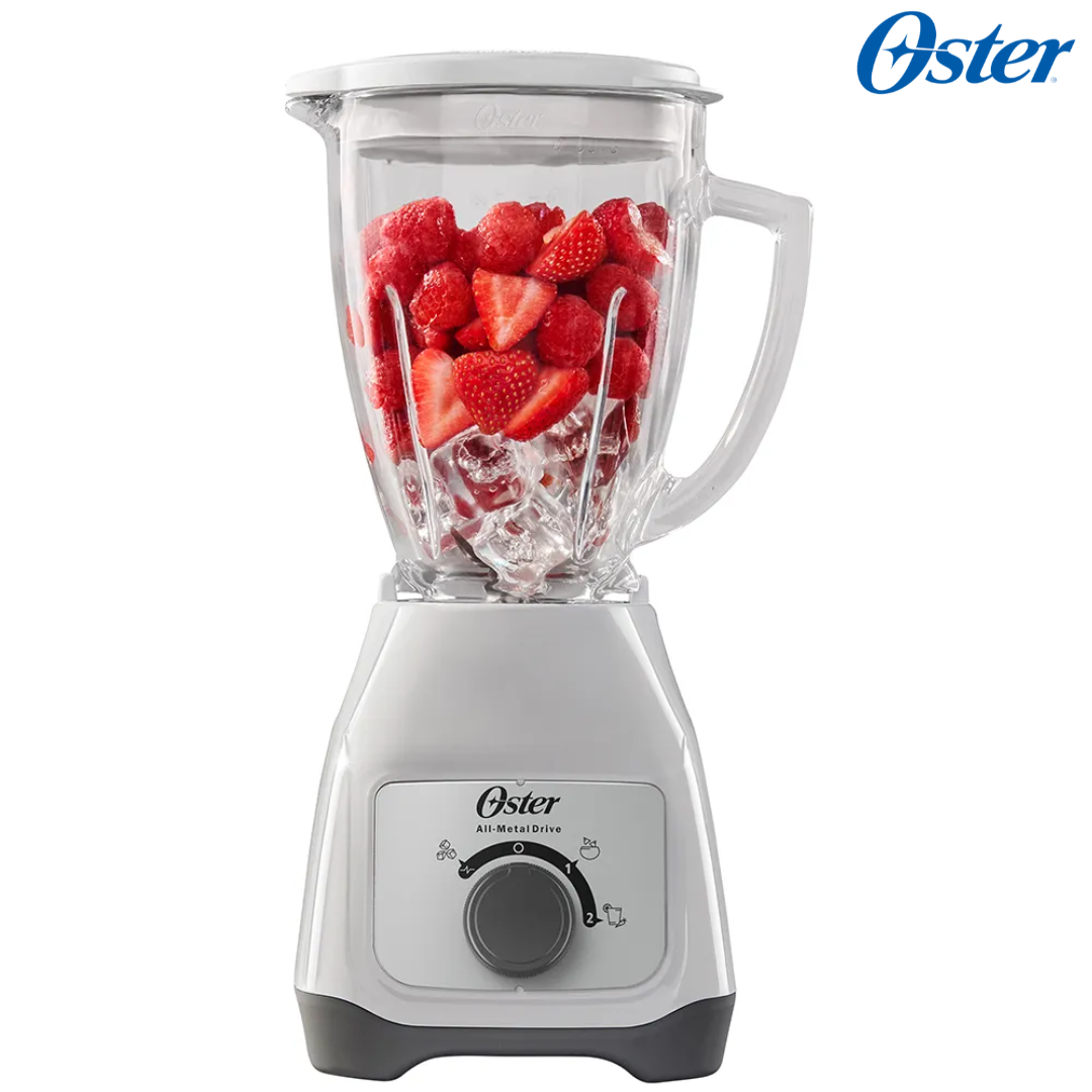 Licuadora Jarra de Vidrio 1.5L 800W 2 velocidades + Pulso Perilla Color Blanco Oster BLSTKAG-WRD