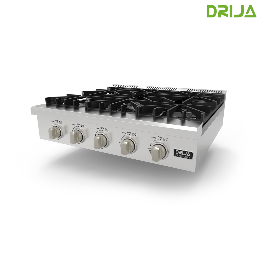 (POR PEDIDO) Estufa a Gas Semi Profesional 5 Quemadores Acero Inoxidable Potenza 90 Drija