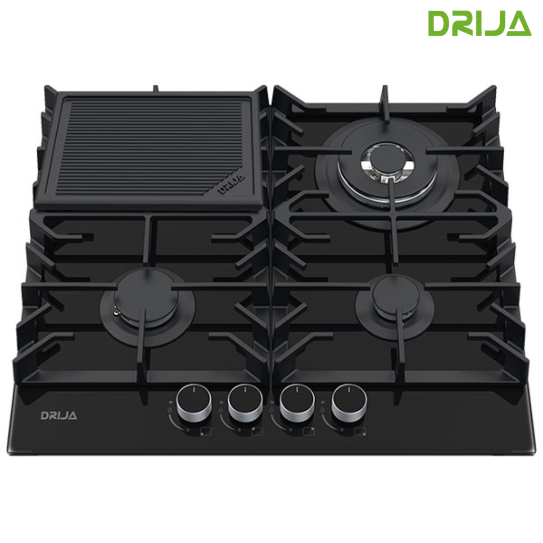 Estufa Empotrable 24" 4 Quemadores Vidrio Templado Toscana 60 PRO-B Drija