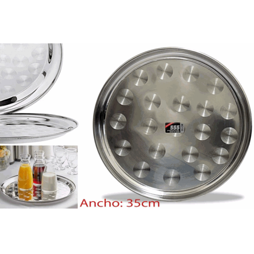 (LLEGANDO 16 DE ENERO) Bandeja Redondo de 35cm en Acero Inoxidable 555 MI-4046
