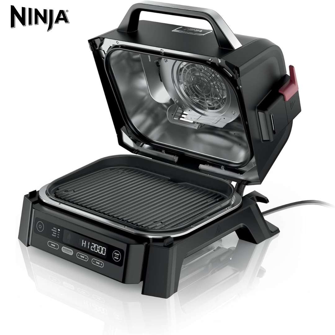 (LLEGANDO 1 DE SEPT) Parrilla Asador y Ahumador Eléctrico Ninja Woodfire OG301 4 en 1 – 141 in² / 910 cm² – 1760 W