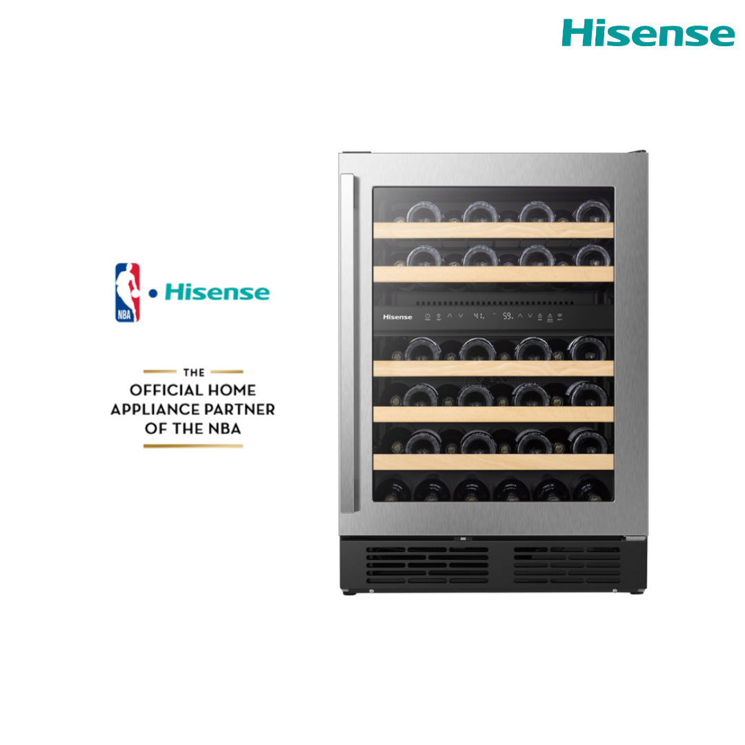 Vinera Enfriador de Vinos 5.4p3 46 Botellas Empotrable o de Piso de Acero Inoxidable Dual Zone con WiFi Hisense HWD046N6SS