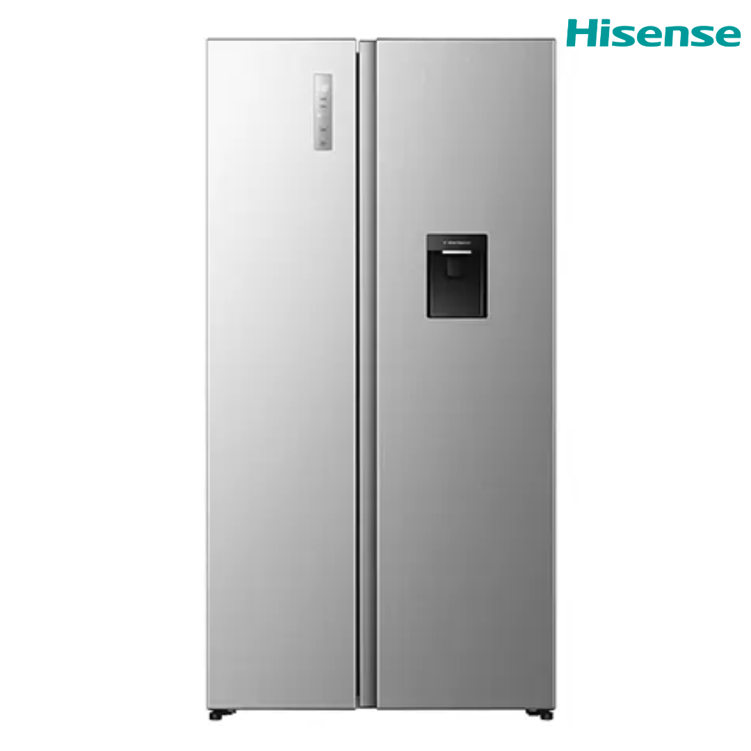 Refrigeradora Side by Side 19.1p3 con Dispensador de Agua Inverter Hisense RS3P558NMCB Nevera.