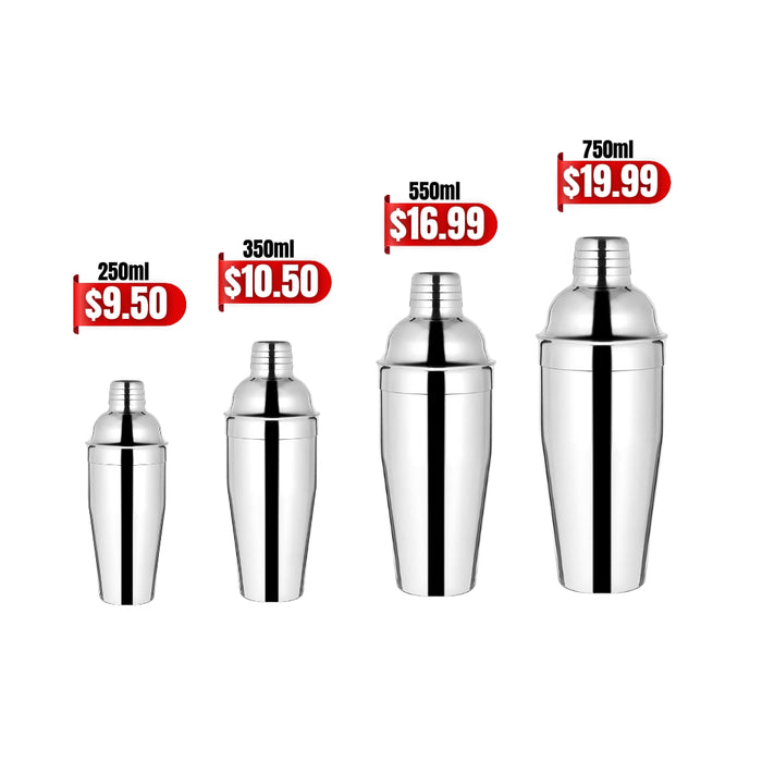 Cocktail Shaker de Acero Inoxidable desde 250ml hasta 750ml