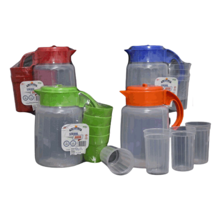 Set de 4 Vasos + Jarra de 2.5 Litros Libre de BPA 75004-V