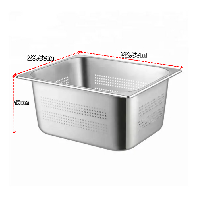 Bandeja GN Pan Perforado de Acero Inoxidable 1/2x150mm H5411P