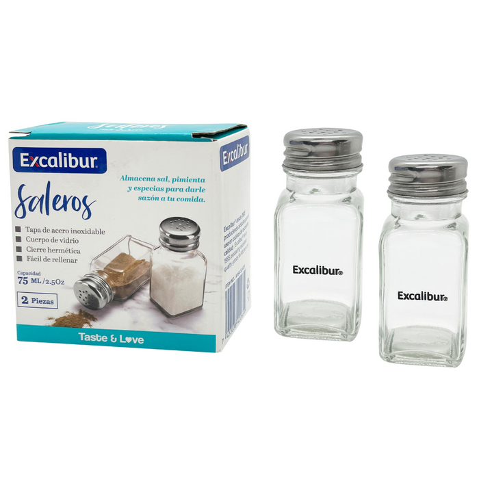 Set de 2 Saleros de Vidrio 75ml Excalibur A164-SJ409