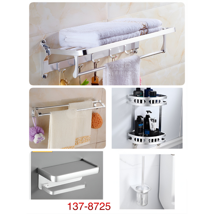 (LLEGANDO 24 DE ENERO) Kit de Organizadores para Baño de Aluminio Plateado 8725S