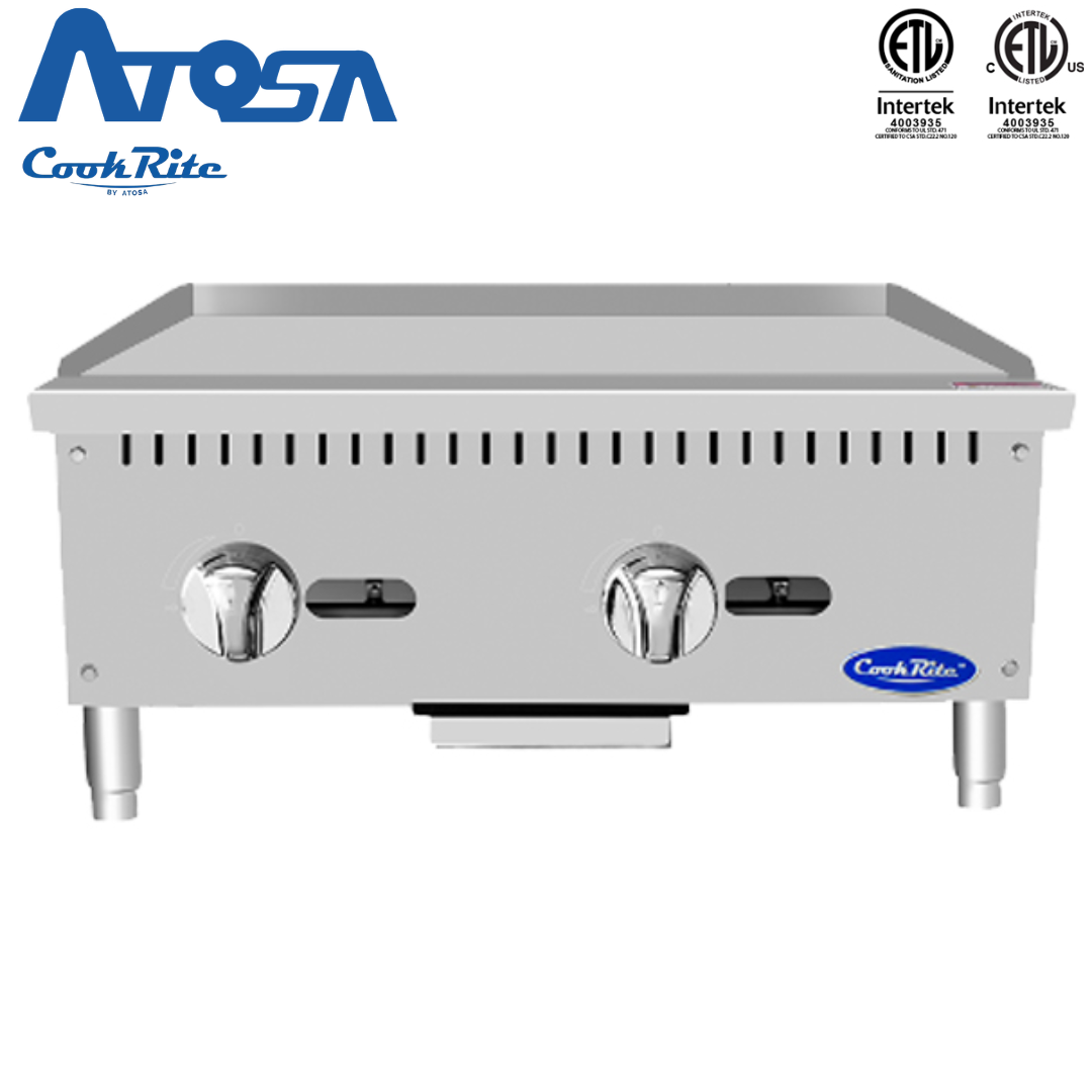 (PP) Plancha Industrial a Gas de 24"/60cm con Control Manual, 60,000 BTU – Acero Inoxidable Atosa ATMG-24