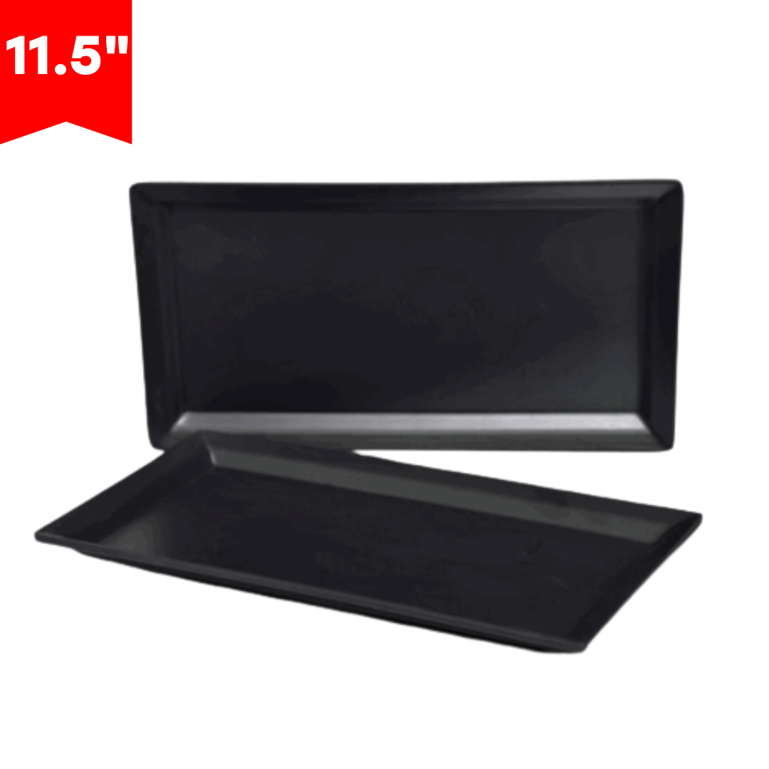Plato de Melamina Rectangular Negro 29x16cm BG-162-11-5BLK
