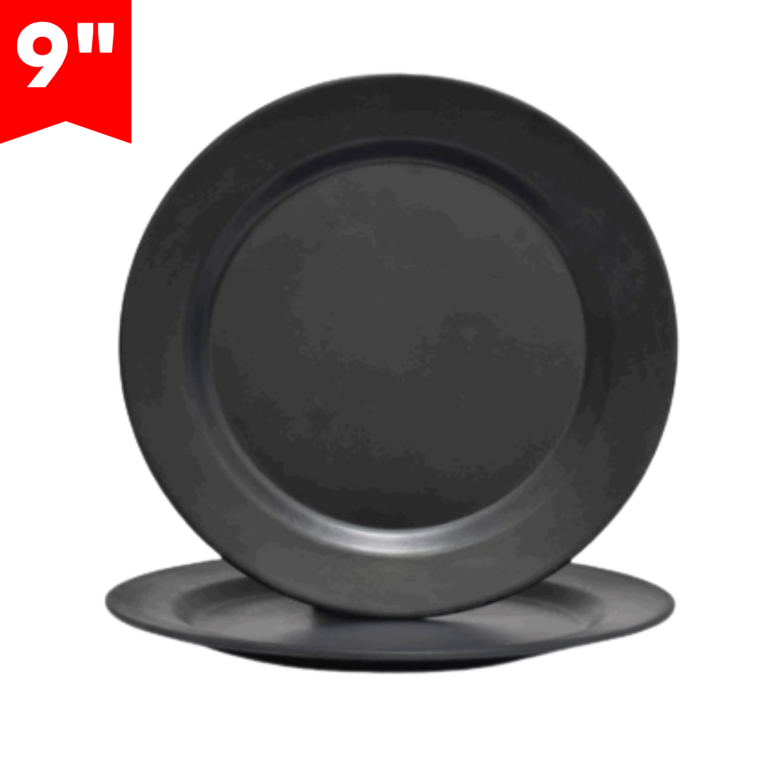 Plato de Melamina Negro Redondo 9" BG-33003-9BLK