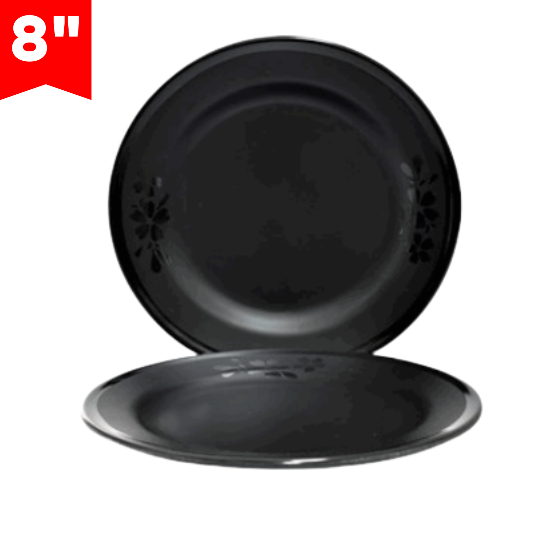 Plato de Melamina Negro Redondo 8" 81431