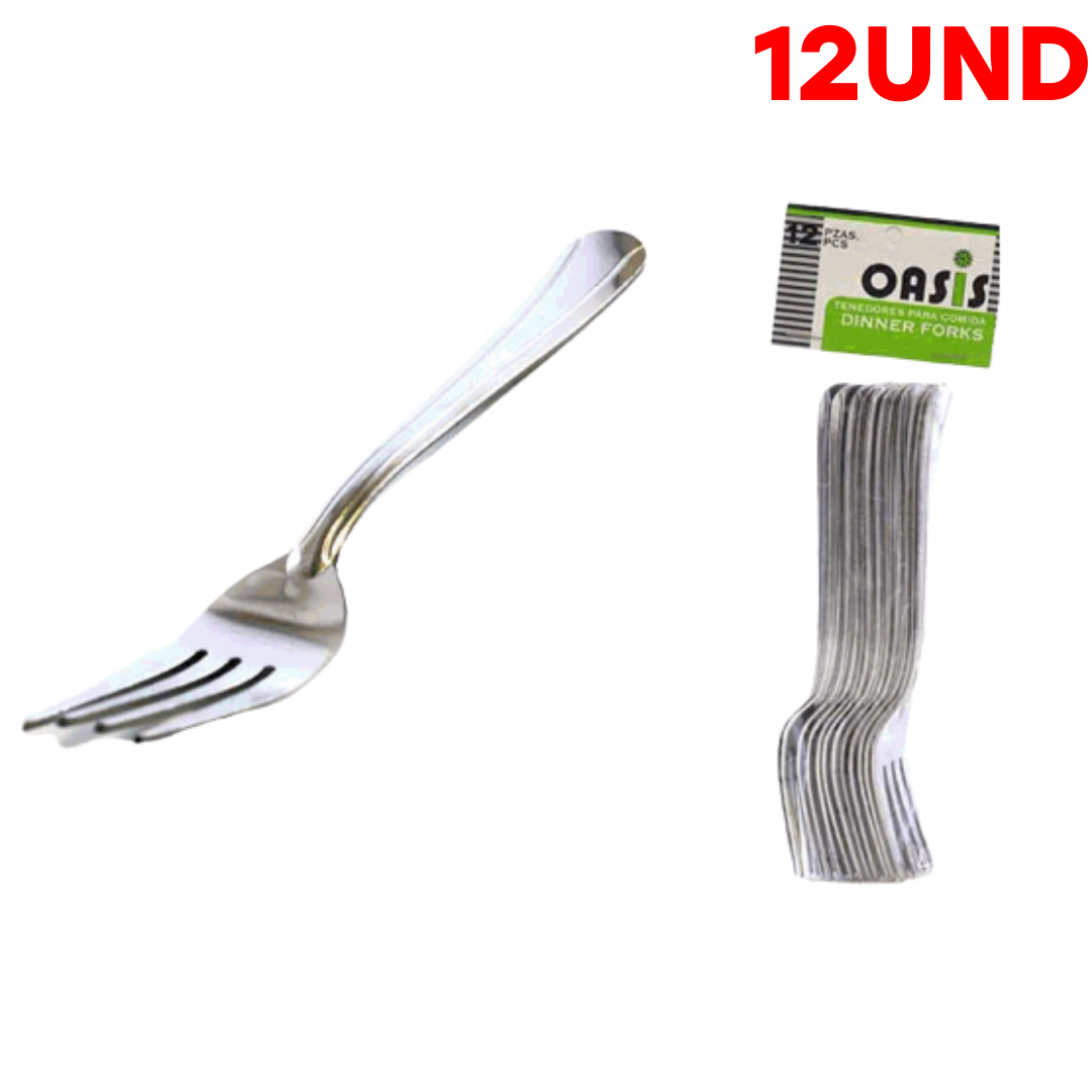 Paquete de 12 Tenedores de Acero Inoxidable 18cm Oasis NT-212-200