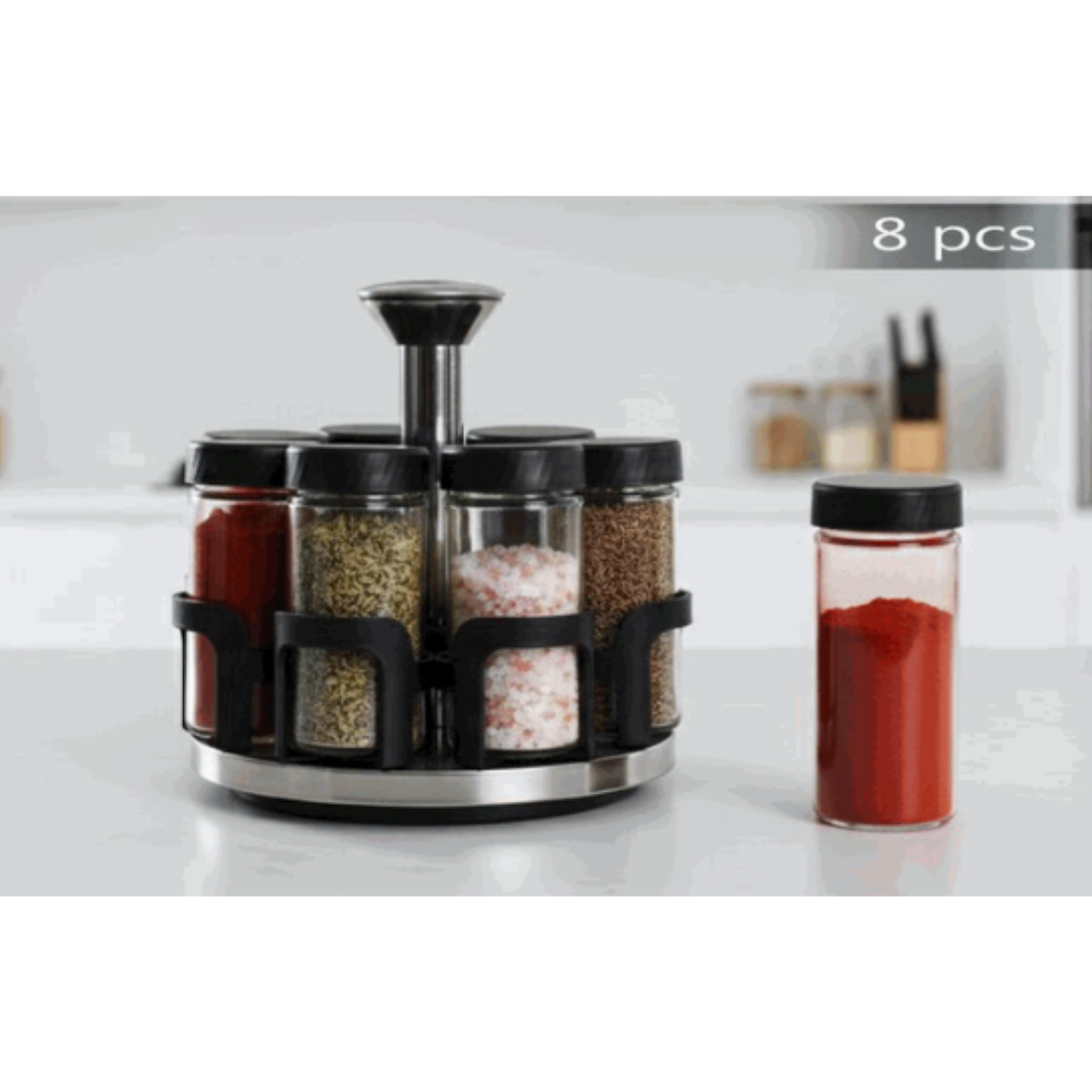 (LLEGANDO 16 DE ENERO) Condimentero de Vidrio Giratorio 8 Piezas 87973 Especia. Condimento.