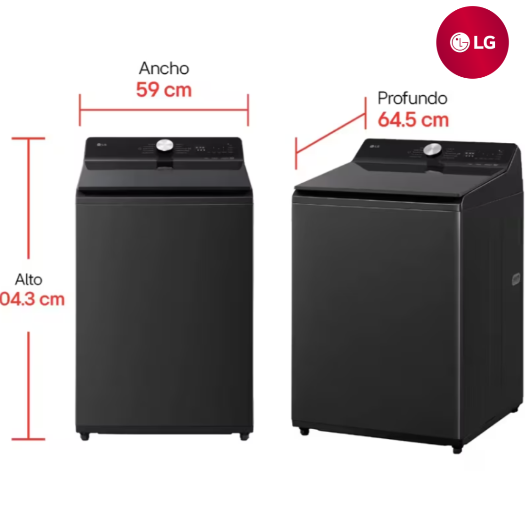 Lavadora Automática Carga Superior 15kg AI DD Negro Onyx LG WT15OBTX6