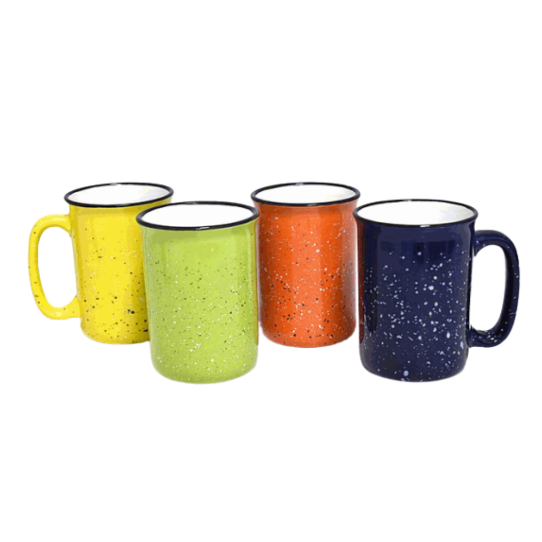 Taza de Porcelana 360ml Amarillo, Verde, Naranja y Azul MG-03-360