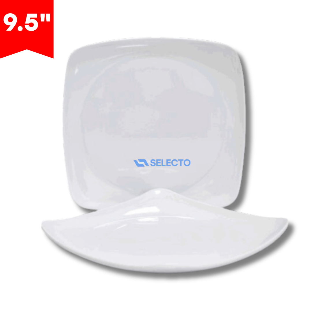 Plato Cuadrado de Melamina Blanco 9.5" BG-104-9-5W