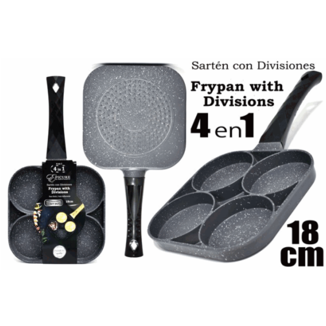 Sartén Antiadherente de 4 Divisiones 18cm EP-HBP18CM