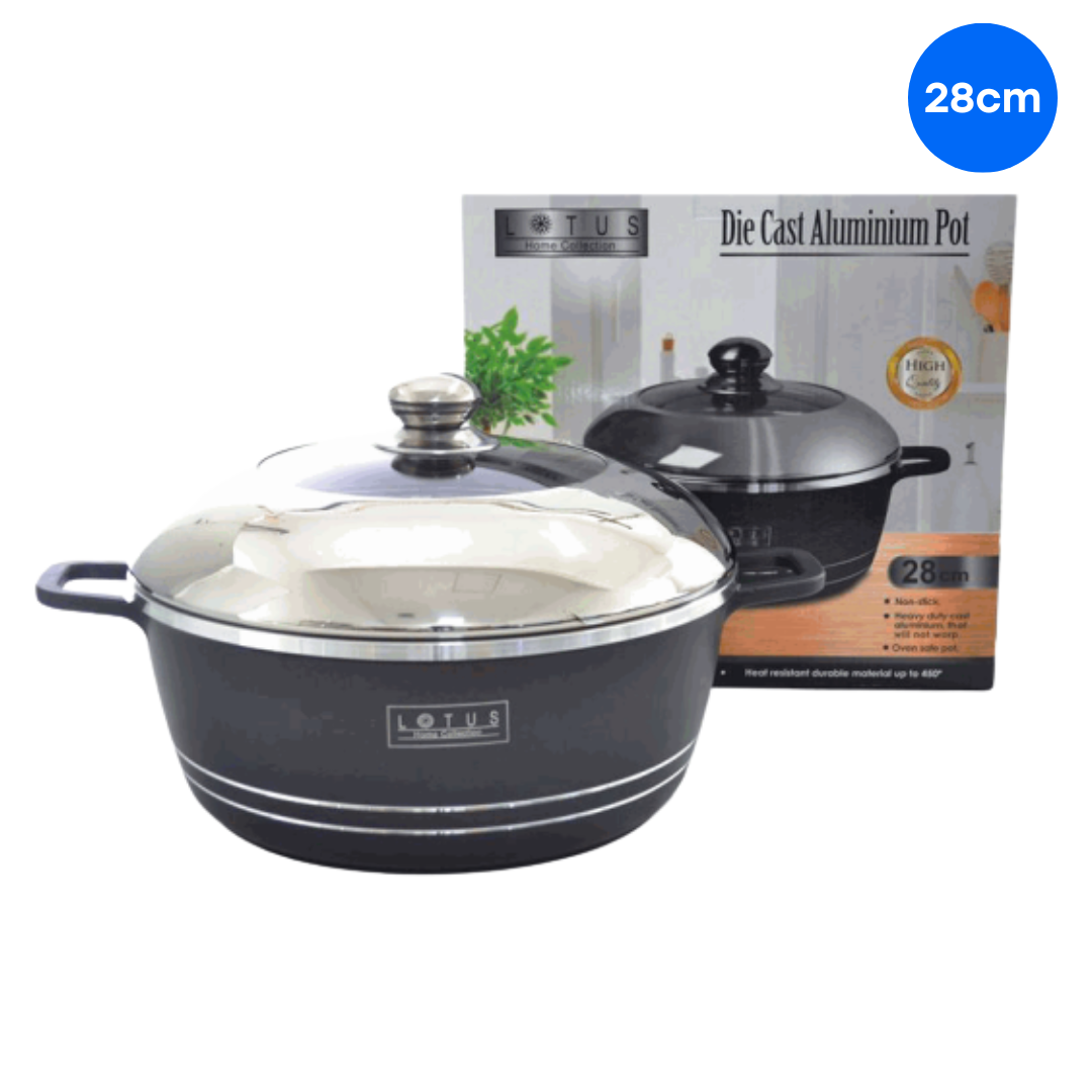(LLEGANDO 16 DE ENERO) Cacerola de Aluminio Fundido con Tapa de Acero Inoxidable 28cm Lotus LHC-DC2803