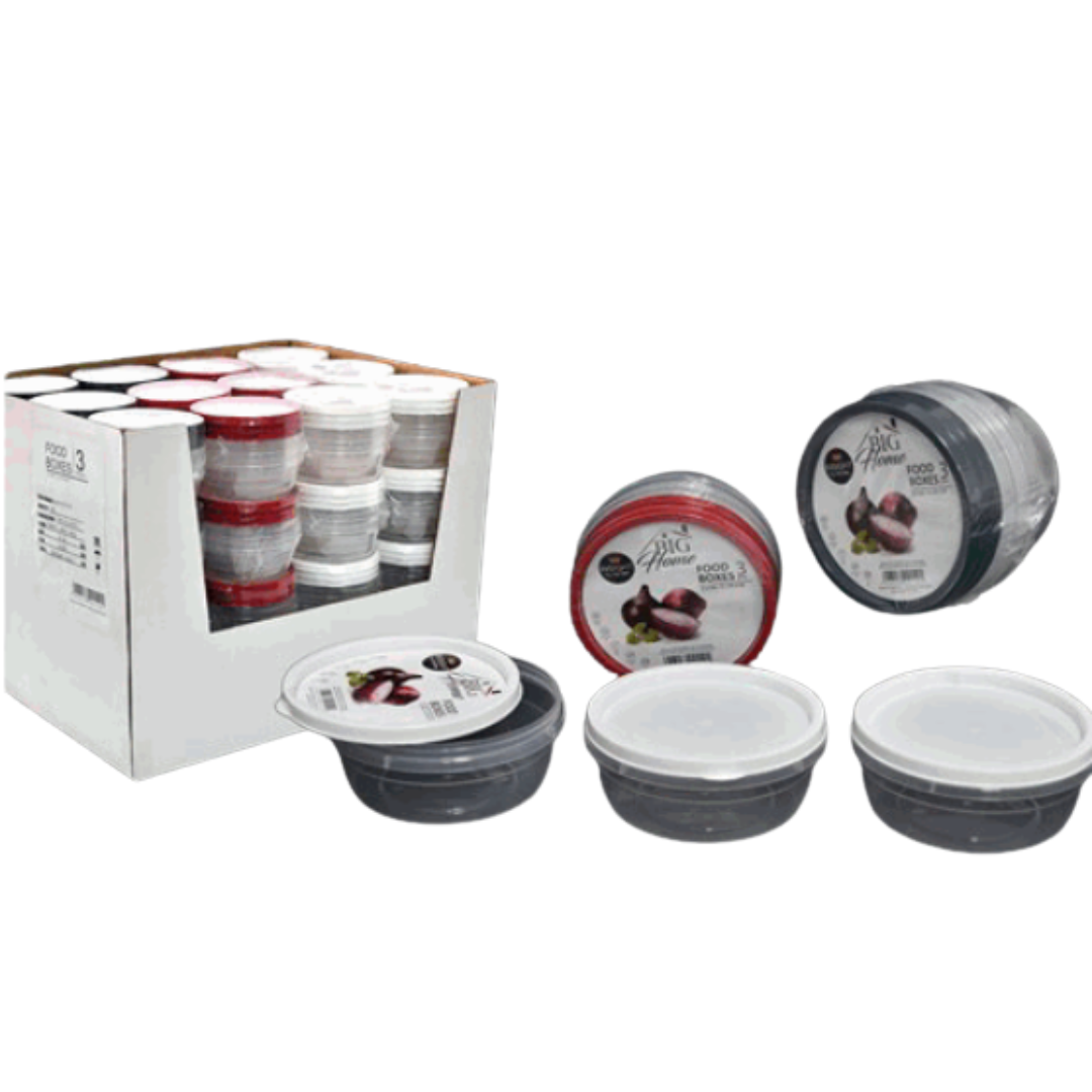 Set 3 Vasijas Plásticas Redonda con Tapa 0.6L BG-TLT-012