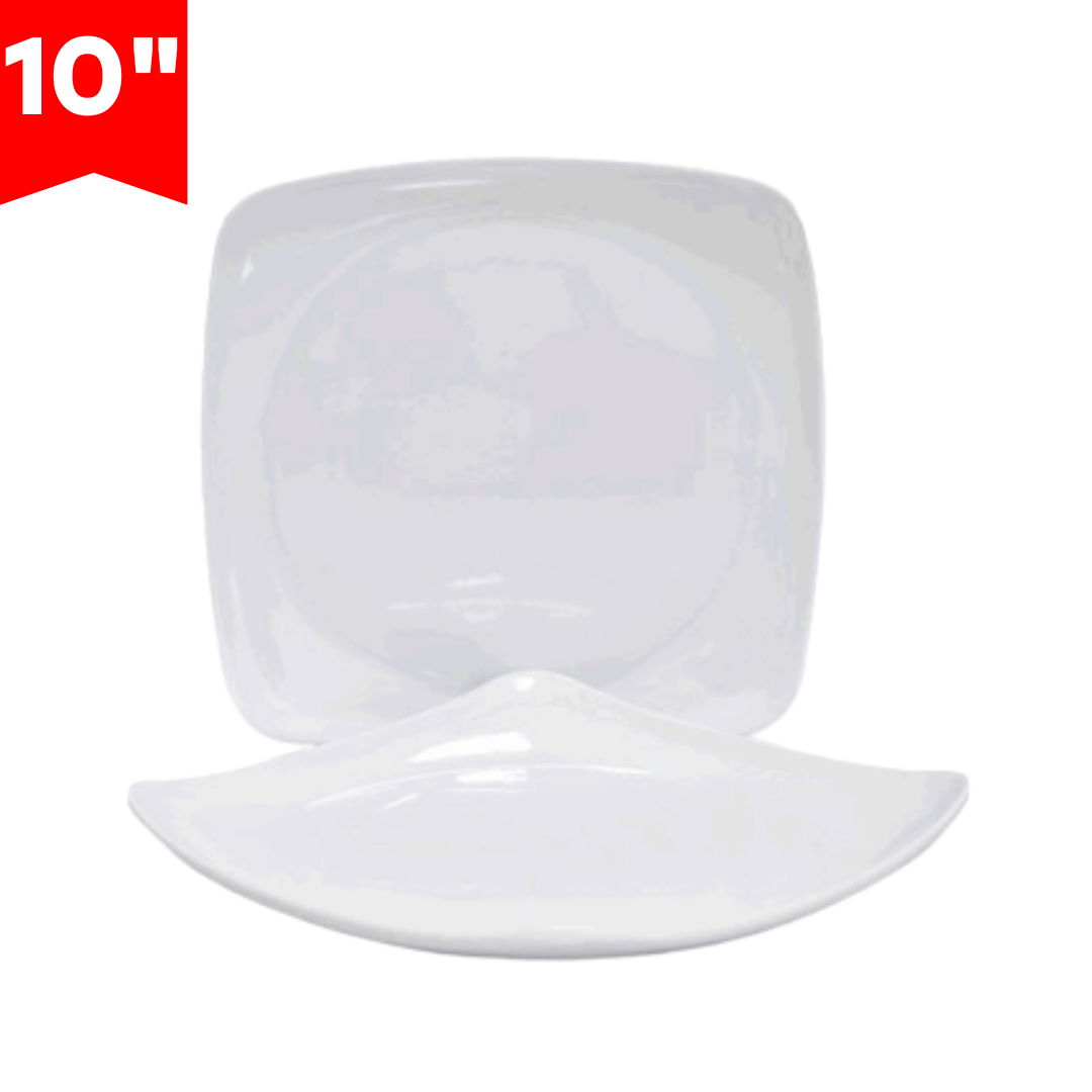 Plato de Melamina Blanco Cuadrado 10" BG-104-10-5W