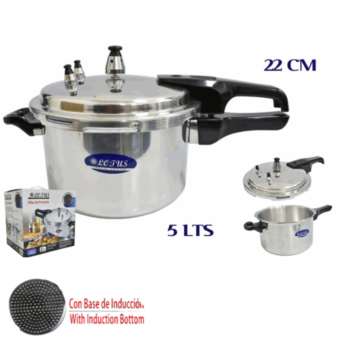Olla de Presión de 5L / 22cm con Base de Inducción Lotus LT-IND-5L
