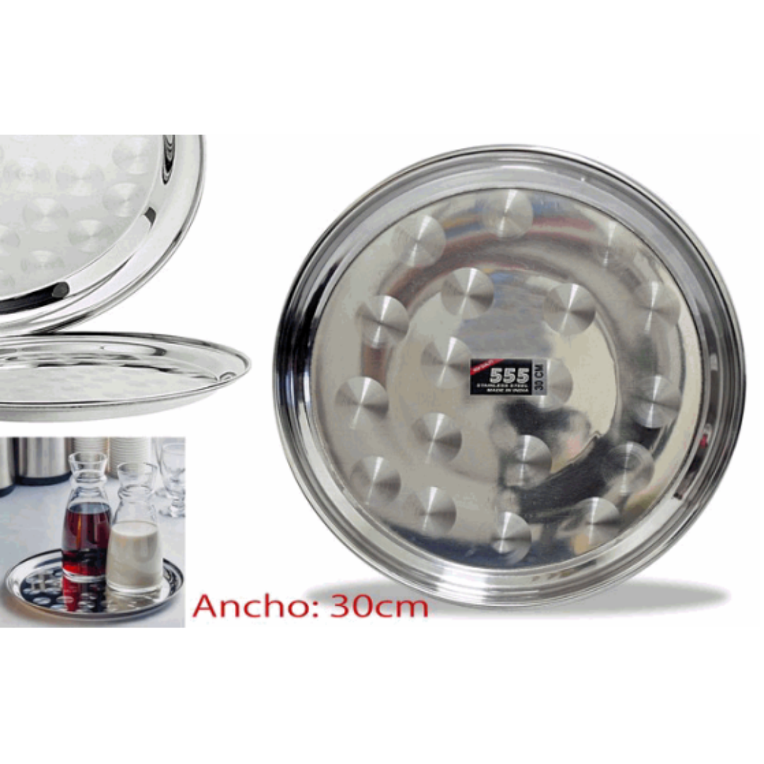 (LLEGANDO 20 DE DIC) Bandeja Redondo de 30cm en Acero Inoxidable 555 MI-4045
