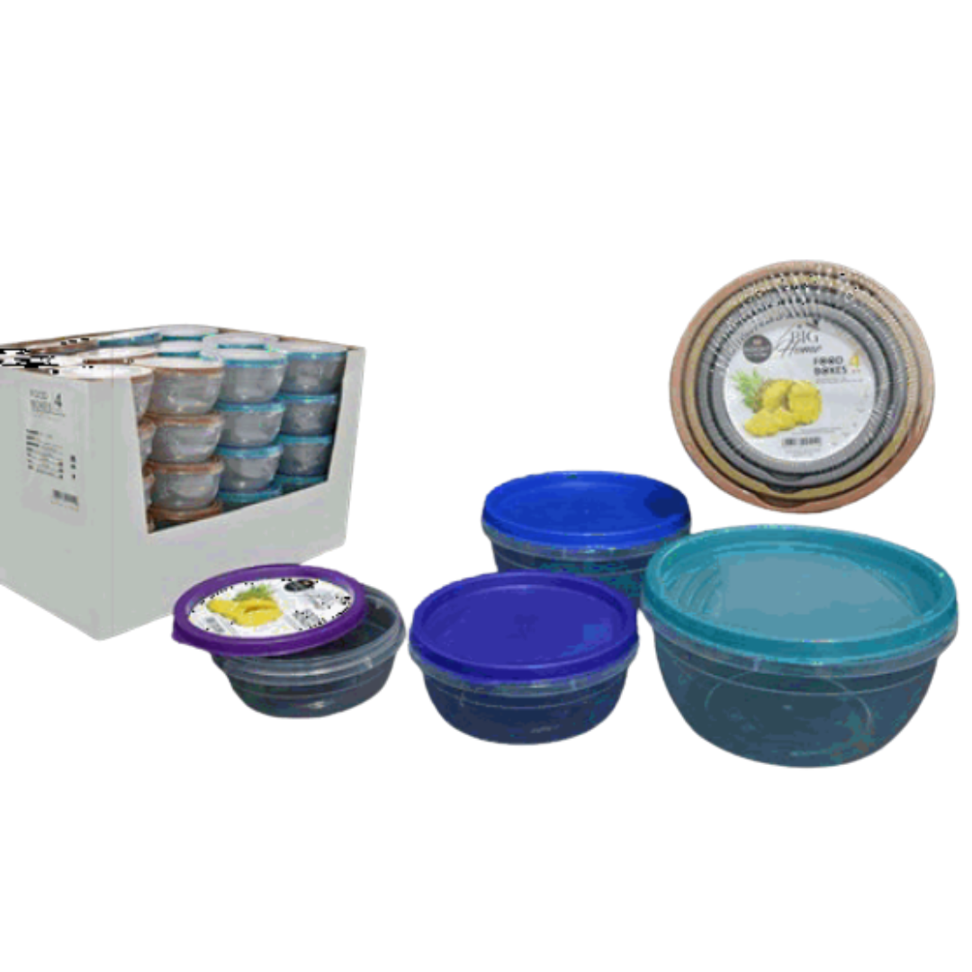 Set 4 Vasijas Plásticas Redonda con Tapa BG-TLT-006