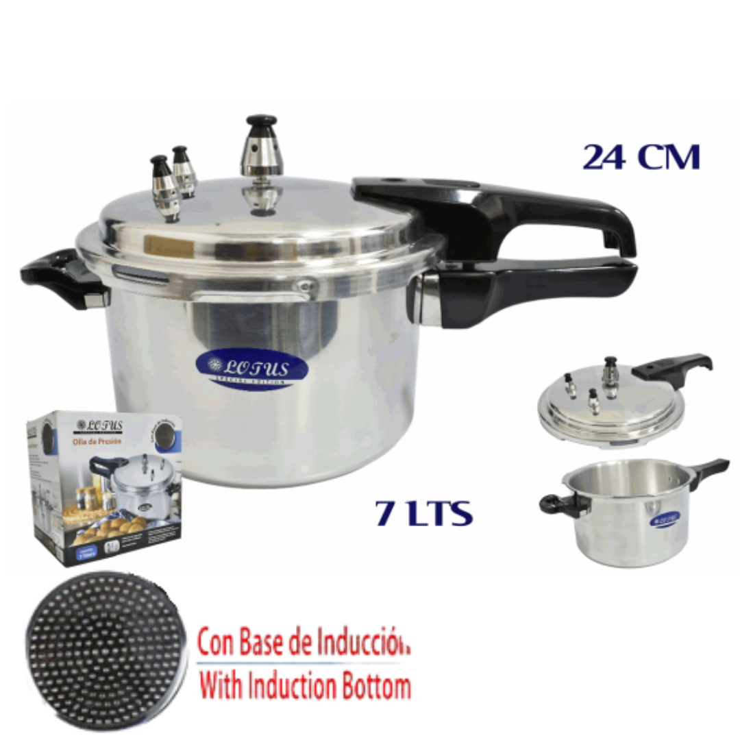 Olla de Presión de 7L / 24cm con Base de Inducción Lotus LT-IND-7L